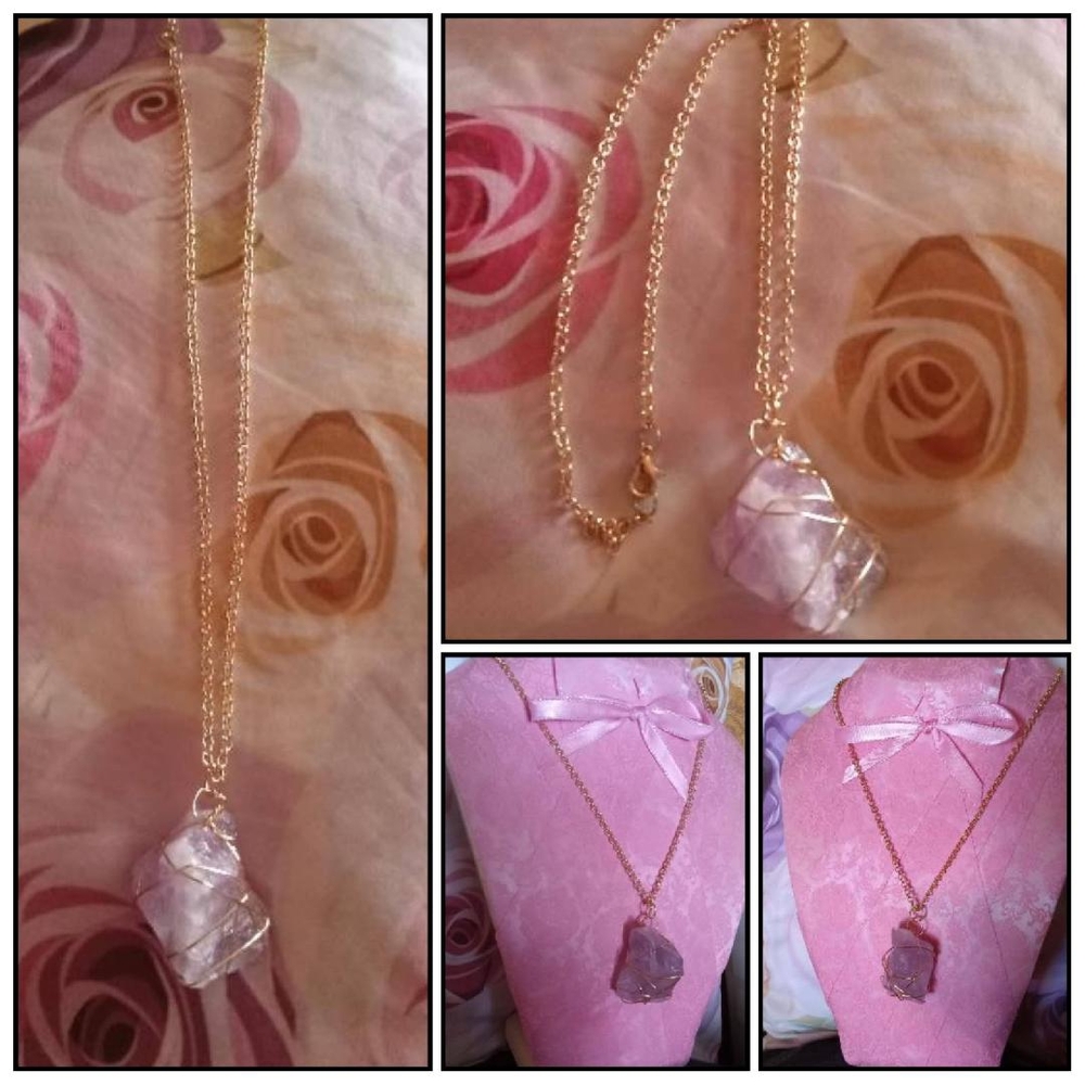 Elegant Purple Natural Amethyst Crystal Stone Necklace